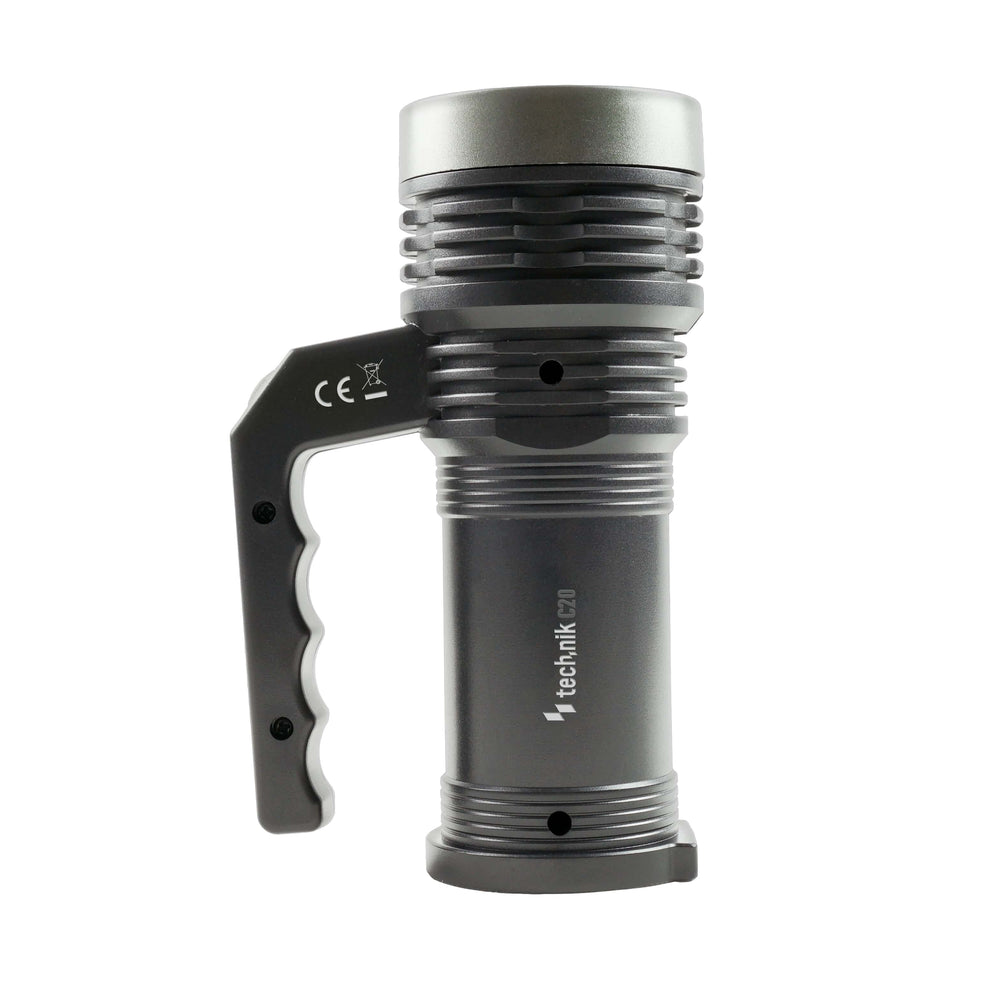 Technik håndholdt projektør C20 XPE+COB LED 300 lumen genopladelig 18650 batteri USB IPX2 Hvid