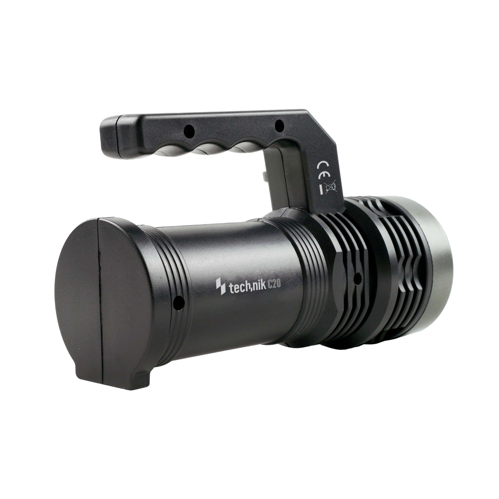 Technik håndholdt projektør C20 XPE+COB LED 300 lumen genopladelig 18650 batteri USB IPX2 Hvid