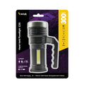 Technik håndholdt projektør C20 XPE+COB LED 300 lumen genopladelig 18650 batteri USB IPX2 Hvid