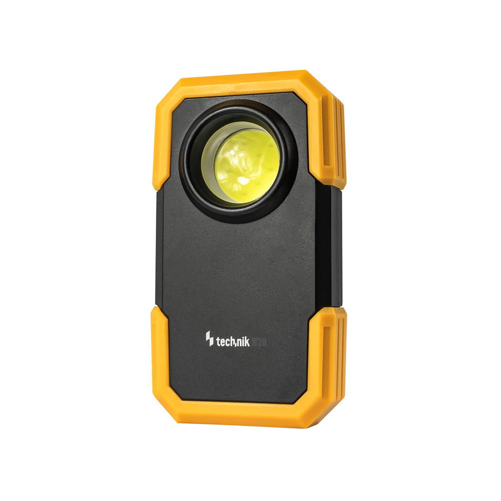 Technik LED lommelygte W20 COB 250 lumen, drevet af 3xAAA, Hvid plastkrop, IPX2 med magnet og clips