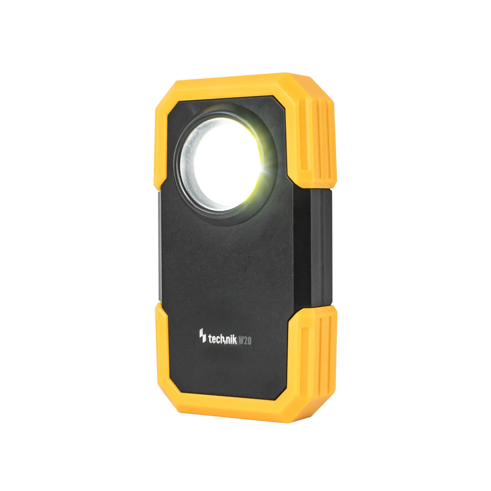 Technik LED lommelygte W20 COB 250 lumen, drevet af 3xAAA, Hvid plastkrop, IPX2 med magnet og clips