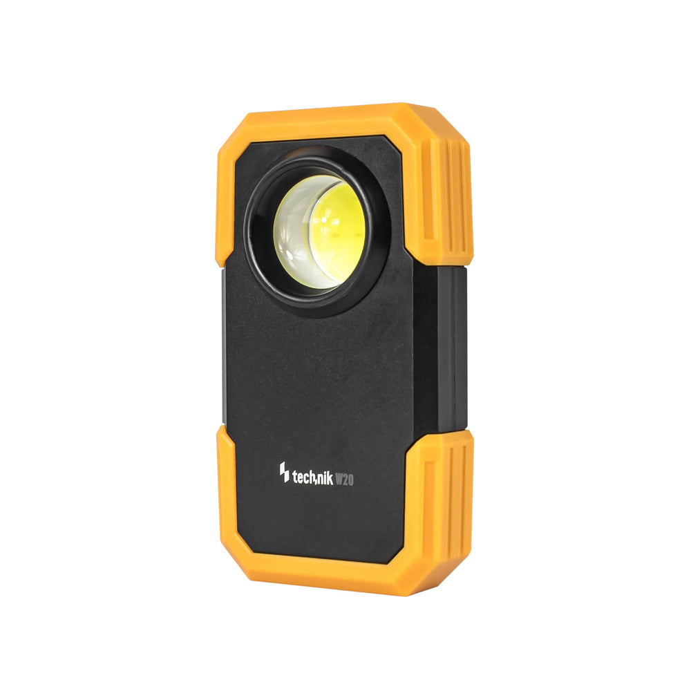 Technik LED lommelygte W20 COB 250 lumen, drevet af 3xAAA, Hvid plastkrop, IPX2 med magnet og clips