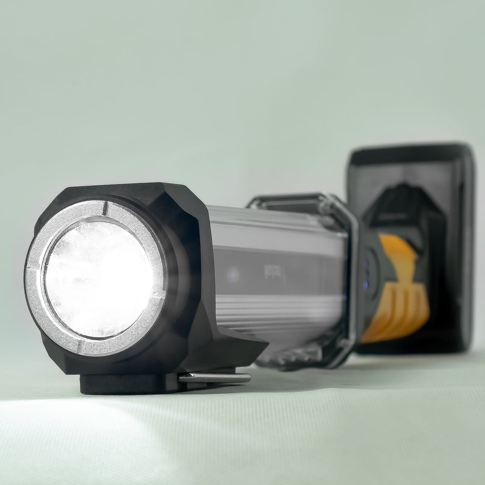 Technik LED Lommelygte W50 COB+XPG 1000 lumen Hvid IP55 med USB Type-C Genopladeligt Batteri og Powerbank