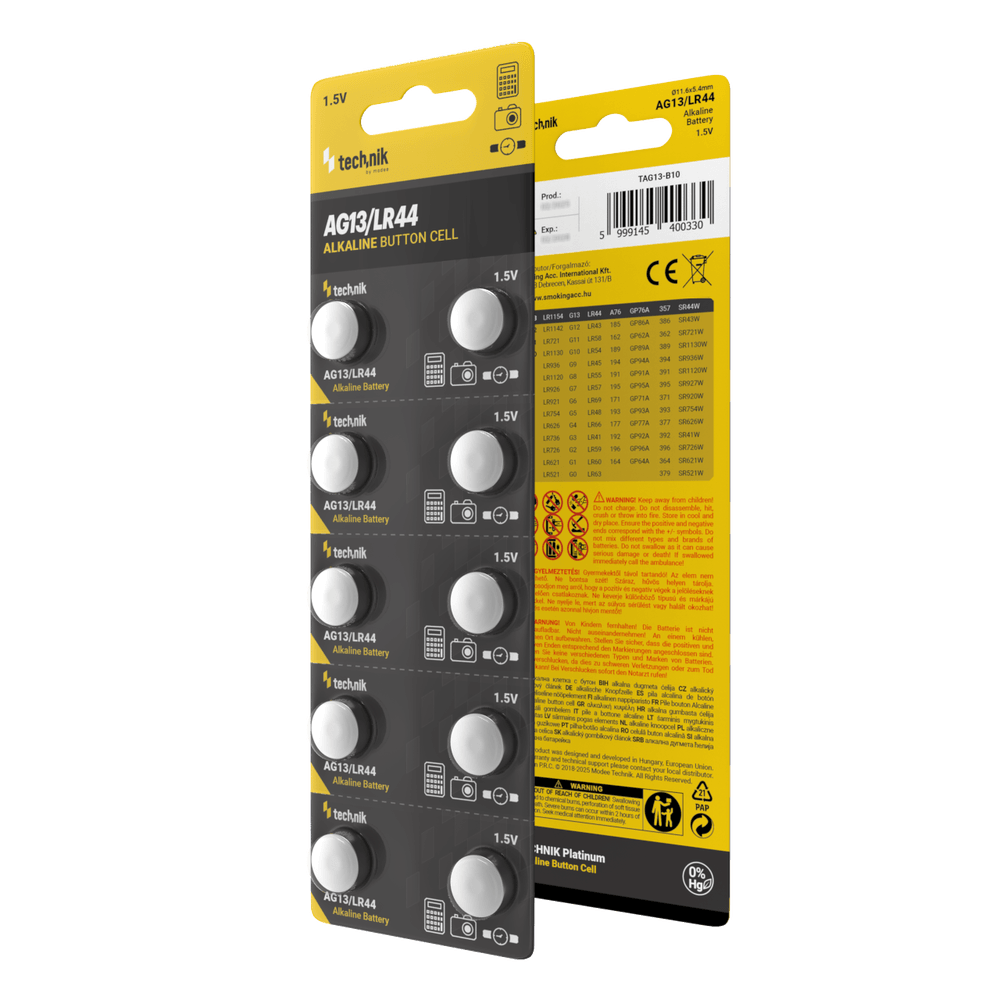 Technik Platinum Alkaline AG13 LR44 A76 357 Knapcellebatteri 1.5V 155mAh B10 Pakke med 10