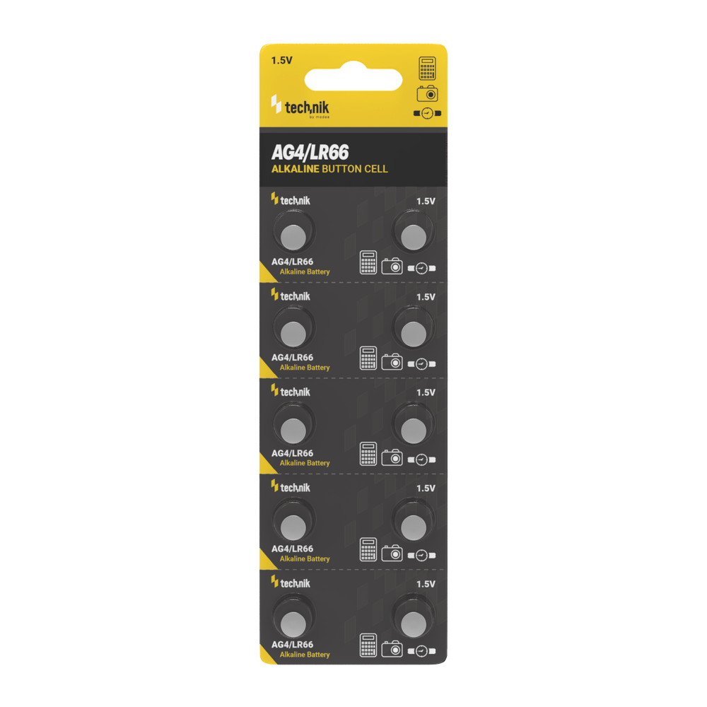 Technik Platinum Alkaline Button Cell AG4 LR66 377 1.5V Knoopcelbatterij 10 Pack