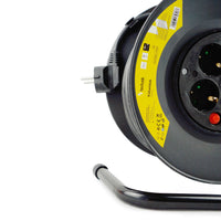 Technik Professional Cable Reel 25m 1.5mm² 16A with 4 EU Sockets and Switch Black