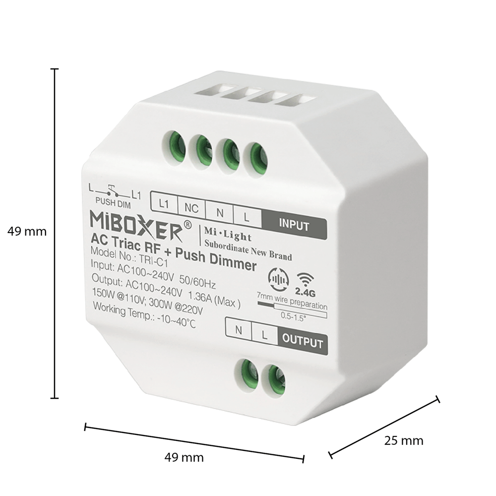 Tsong LED dæmpermodul 300W AC TRIAC, RF 2.4GHz fjernbetjening kompatibel, IP20, 220-240V, CE RoHS