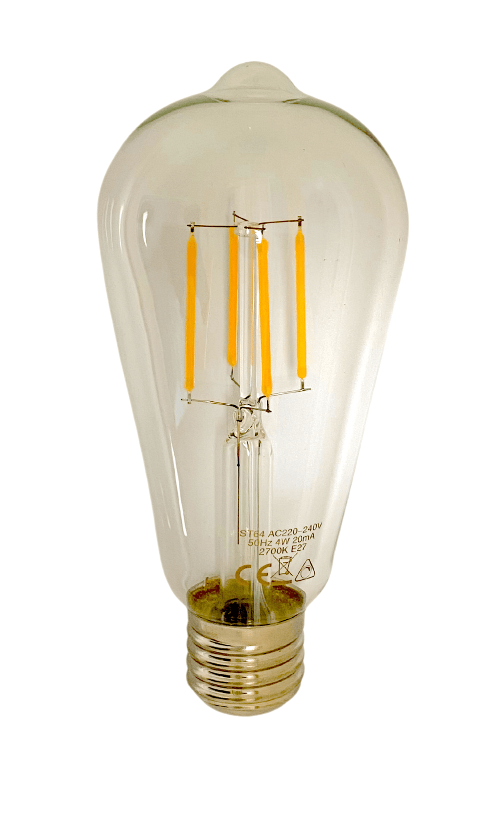 Lcb LED filament lampe st64 edison klart glas e27 4w 390 lumen 2700k varm hvid