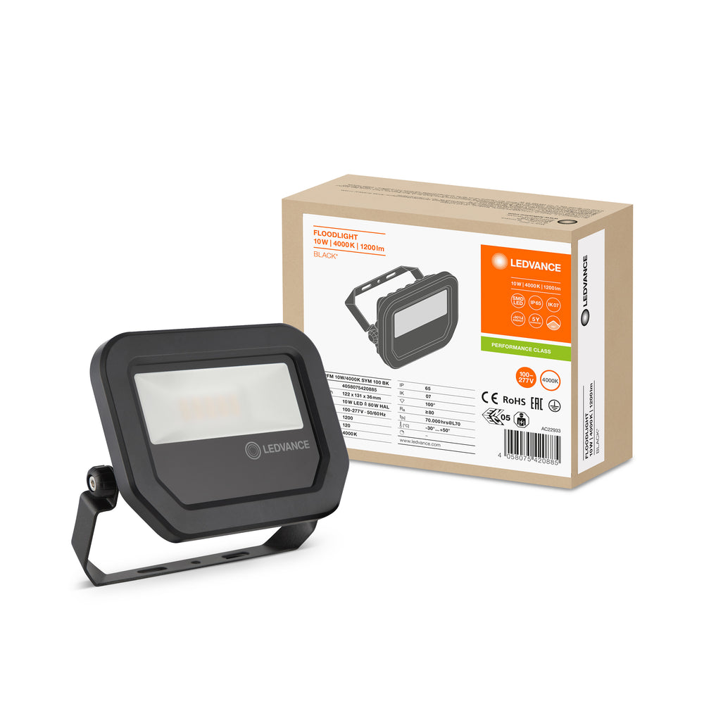 Ledvance LED Floodlight GEN 3 Black 10W 1521 lumens 3000K IP65 IK10 220-240V 120° Aluminium CE RoHS
