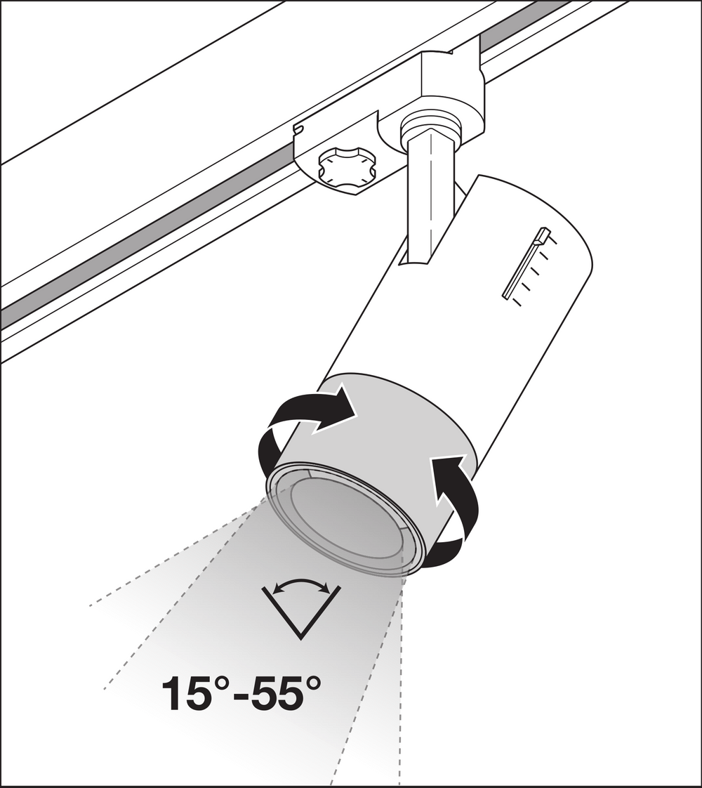 Ledvance LED Railspot D85 Black 25W 1500 lumens 15-55° 3000K IP20 Mechanical Zoom Dimmable Track Light CE RoHS