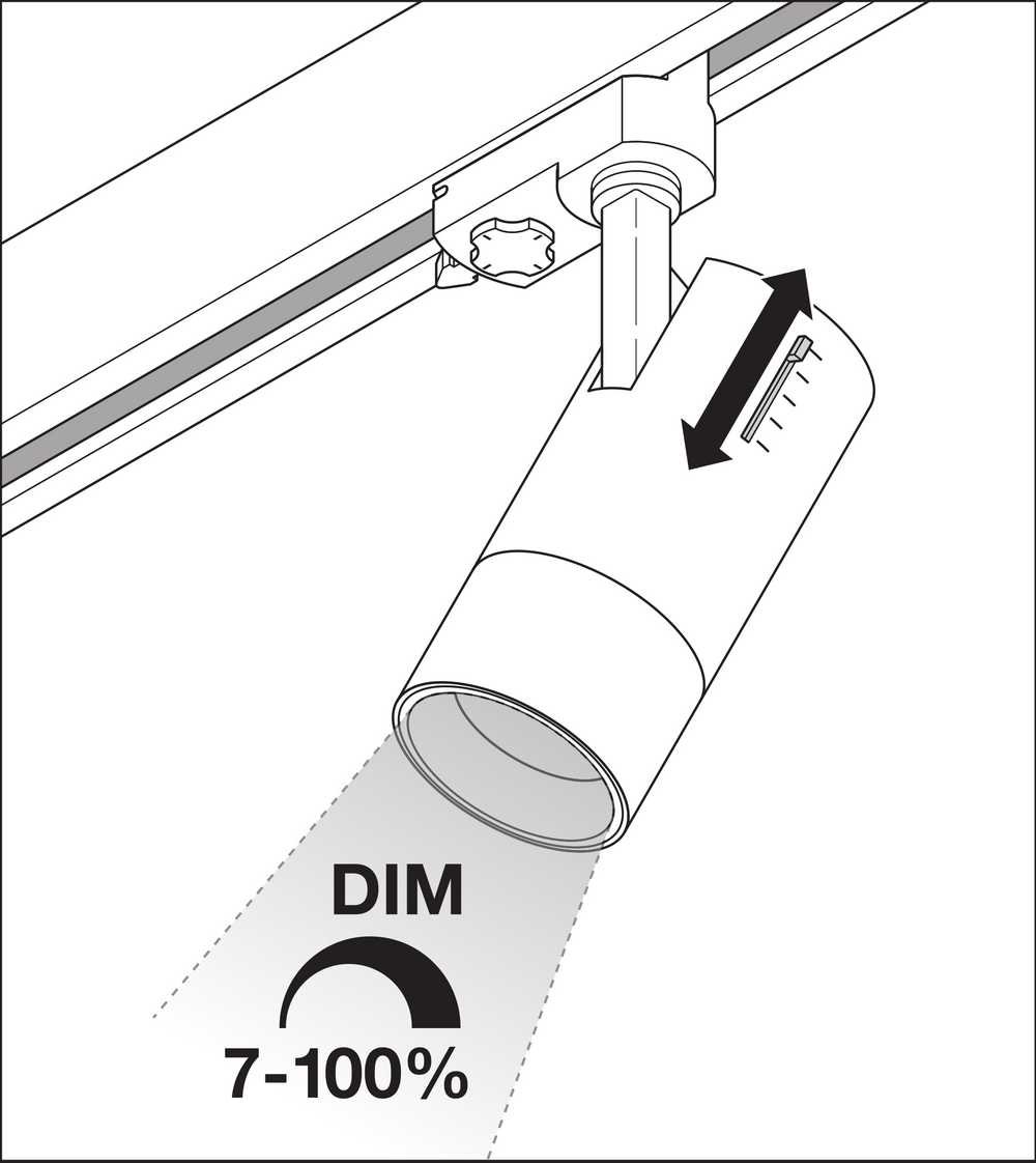 Ledvance LED Railspot D85 Black 25W 1500 lumens 15-55° 3000K IP20 Mechanical Zoom Dimmable Track Light CE RoHS
