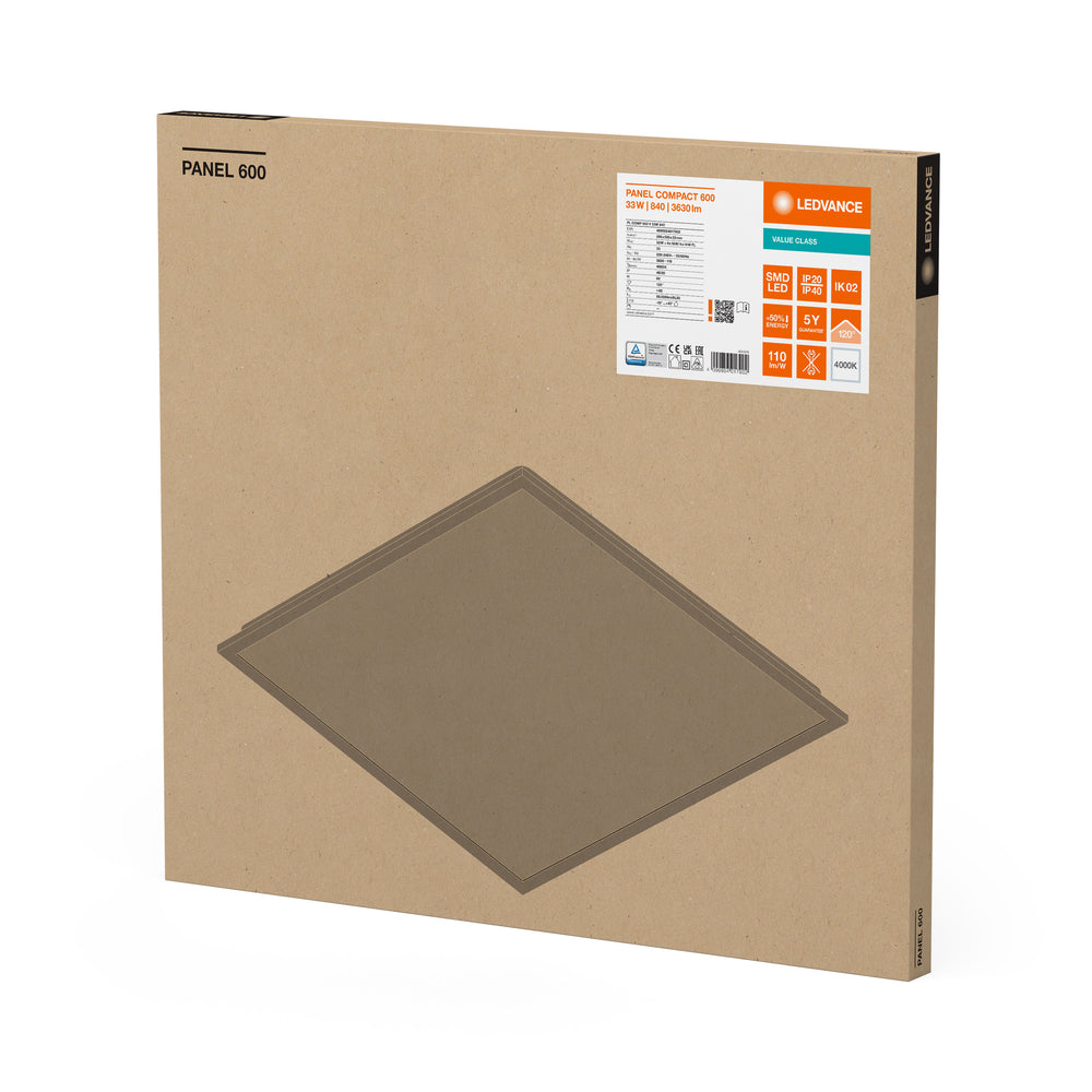 Tsong LED panel kompakt aluminium Hvid 33W 3630 lumen 4000K 60x60cm IP20 CRI 80 CE RoHS