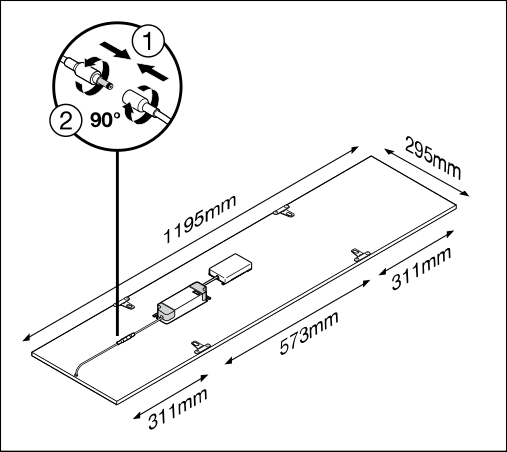 Tsong LED panel lys 33W 3000K 4320 lumen 120x30cm UGR<19 IP20 aluminium hvid flimmerfri
