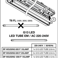 Ledvance LED Tube Fixture 120cm, IP65 Waterproof Housing, 220-240V, Matte Gold Aluminum, for Single LED Tube