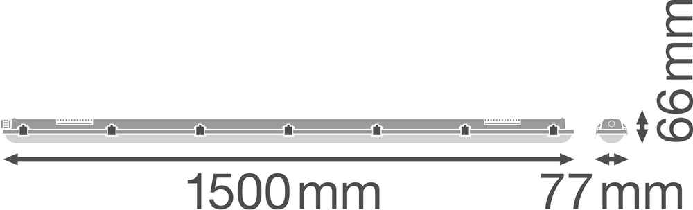 Value LED vandtæt armatur 50W 4000K 6000 lumen 150cm IP65 kold hvid