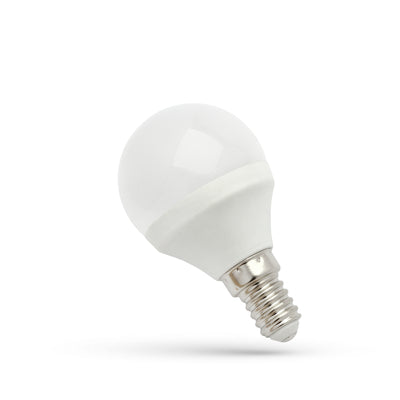 Spectrum LED bold G45 e-14 230V 6W 6000K, 560 anvendelige lumen, koldt hvidt lys, IP20, 160° strålevinkel, ikke dæmpbar
