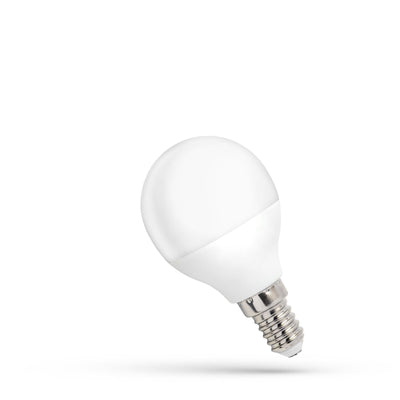 Spectrum LED kugle G45 E14 230V 4W 3000K varm hvid, 320 nyttige lumen, IP20, 160° strålevinkel, CRI 80, ikke dæmpbar