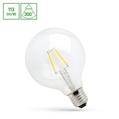 Spectrum LED bulb G95 4W 2700K E27 with 450 lumens and 300° beam angle for warm white light