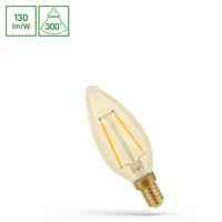 Spectrum LED candle C35 E14 230V 2W warm white 2400K with wide 300° beam angle and 260 lumens for atmospheric interior lighting