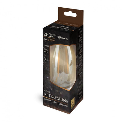 Spectrum LED candle C35 E14 230V 2W warm white 2400K with wide 300° beam angle and 260 lumens for atmospheric interior lighting