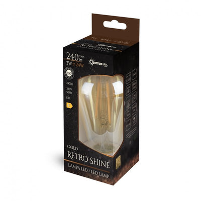 Spectrum LED lamp E27 2W with 240 lumen and 2400K warm white light, 300° beam angle, retro design, 17000 hours lifespan