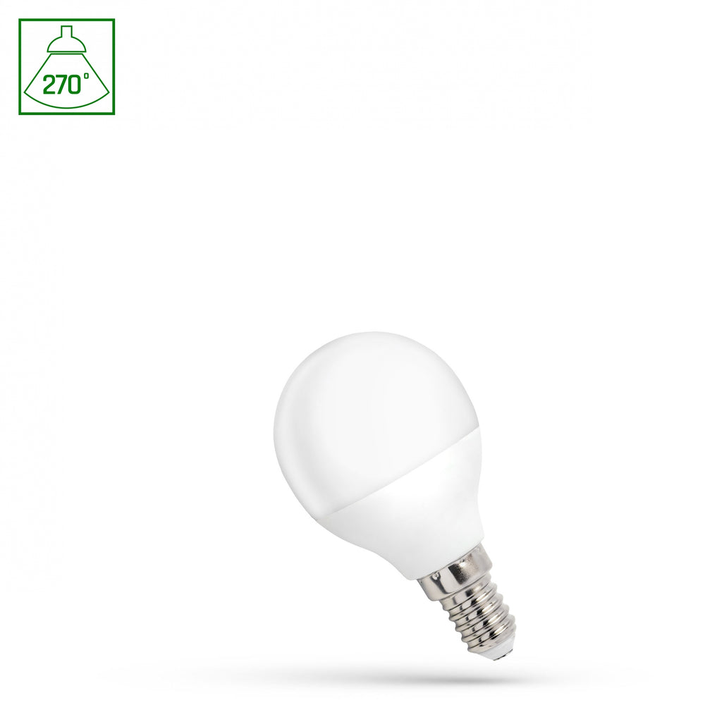 Spektrum LED G45 lampe E14 1W 230V 4000K neutral med 90 lumen og 270° strålevinkel