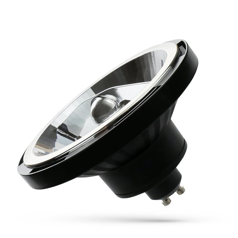 Spectrum LED AR111 GU10 12W 3000K sort med 1050 lumen, 45 graders vinkel, varm hvid, 50.000 timer, 2 års garanti