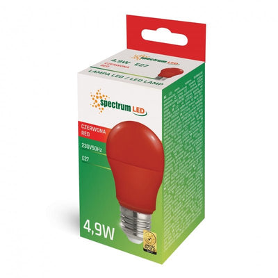Spectrum LED GLS A50 E27 red light, 230V 4.9W, 270 degrees, 17000 hours, IP20, not dimmable, plastic housing