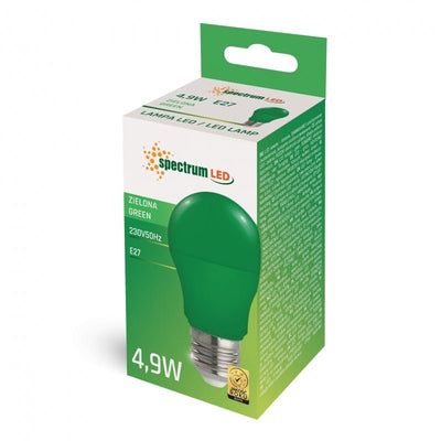 Spectrum LED GLS A50 E27 4.9W green light 230V 270° illumination