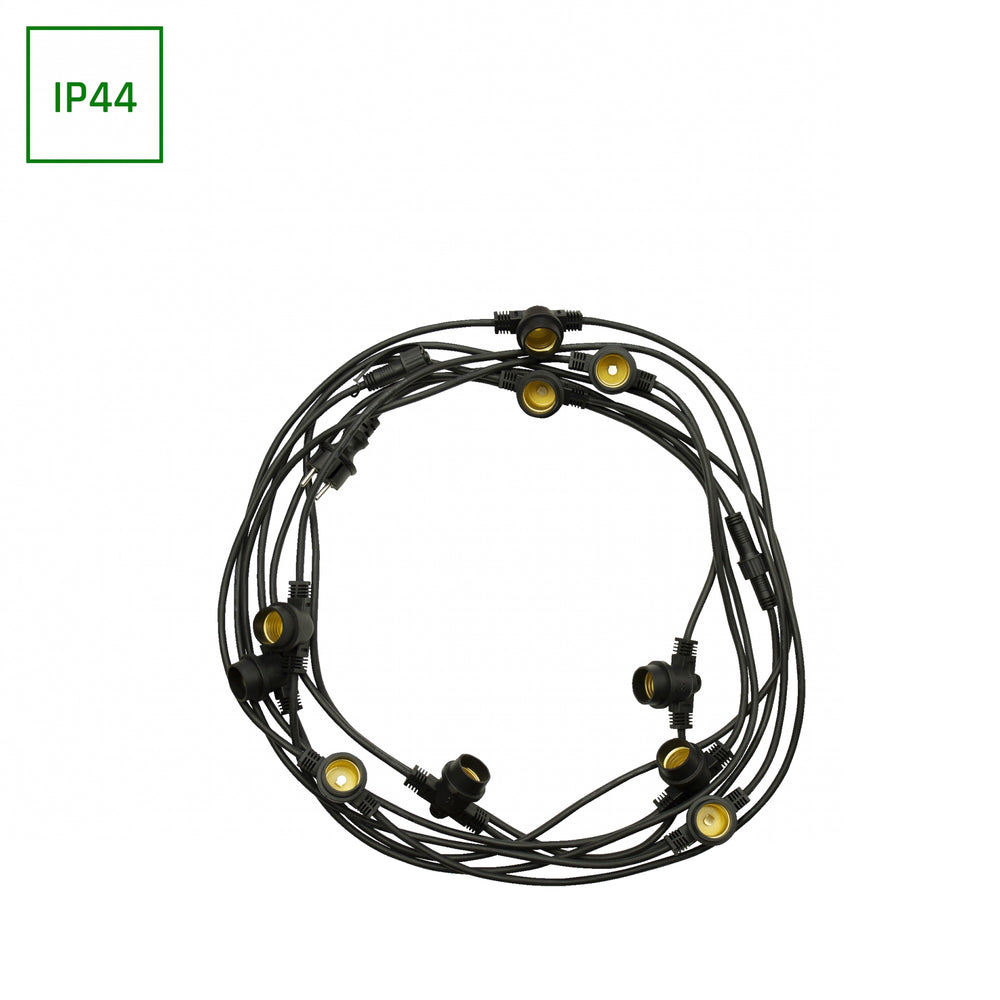 Spectrum 5m LED lyskæder, 10xE27, sort, IP44, 250V, indendørs/udendørs, -20/+40°C