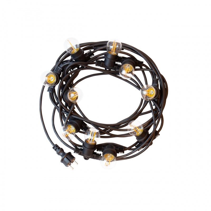 Spectrum 5m LED lyskæder, 10xE27, sort, IP44, 250V, indendørs/udendørs, -20/+40°C