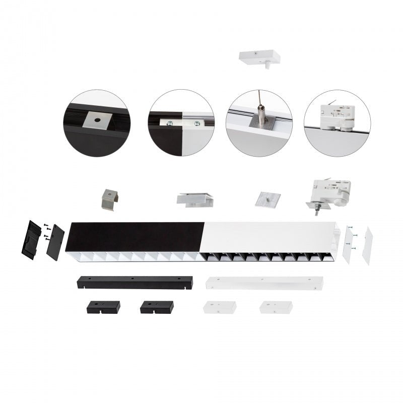 Spectrum allday inspire one 830 LED rørlampe 30W sort, 3000K, 4350 lumen, 115° overflade eller hængende armatur