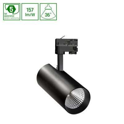 Spectrum MDR BRANTA LED Skinnespot 21W 230V 4000K 3300 lumen CRI 90 36° Sort IP20 3-Faset Dæmpbar